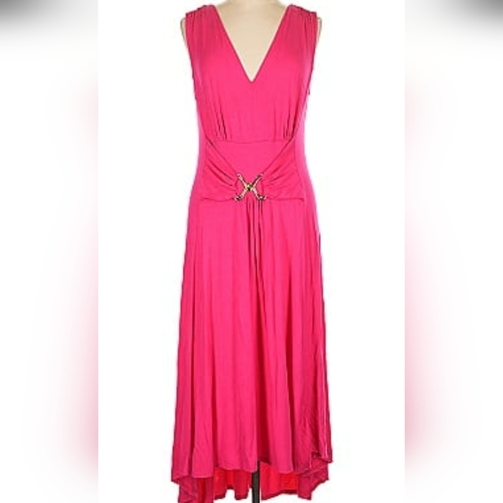 Liz Lange Sheek 2 Piece Vibrant Pink Dress And Jacket With Buckle Accent SZ M